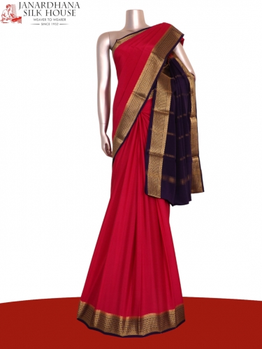 Classic Contrast Pure Mysore Crepe Silk Saree